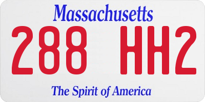 MA license plate 288HH2