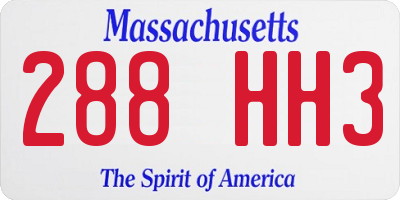 MA license plate 288HH3