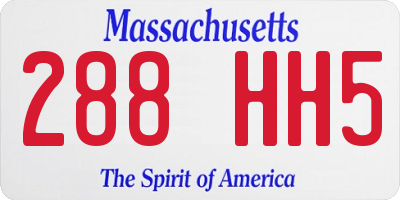 MA license plate 288HH5