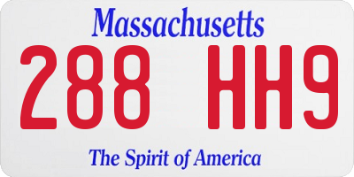 MA license plate 288HH9