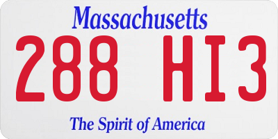 MA license plate 288HI3