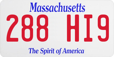 MA license plate 288HI9