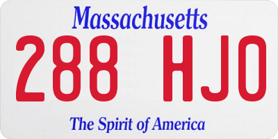 MA license plate 288HJ0