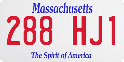 MA license plate 288HJ1