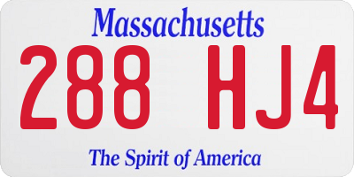 MA license plate 288HJ4