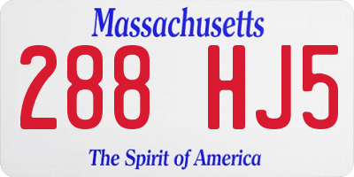 MA license plate 288HJ5