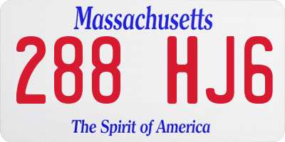 MA license plate 288HJ6