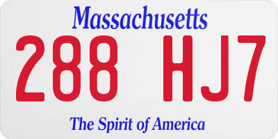 MA license plate 288HJ7