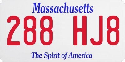 MA license plate 288HJ8