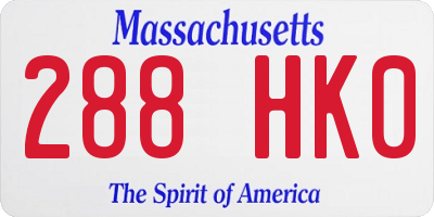 MA license plate 288HK0