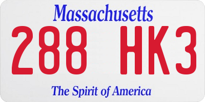 MA license plate 288HK3