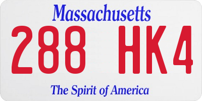 MA license plate 288HK4