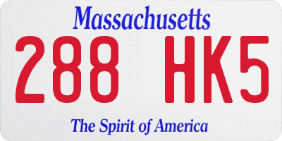 MA license plate 288HK5