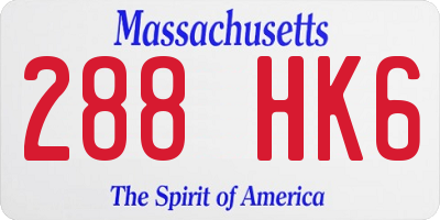 MA license plate 288HK6