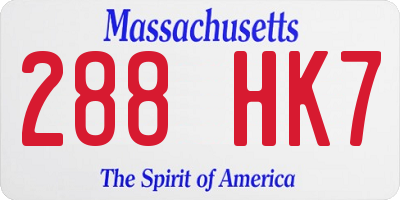 MA license plate 288HK7