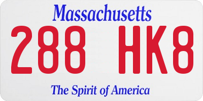 MA license plate 288HK8
