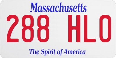 MA license plate 288HL0
