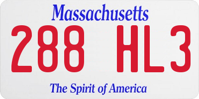 MA license plate 288HL3