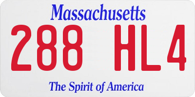 MA license plate 288HL4