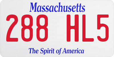 MA license plate 288HL5