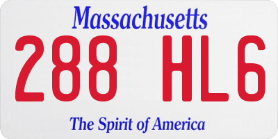 MA license plate 288HL6