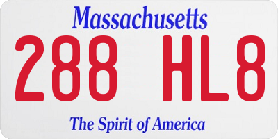 MA license plate 288HL8