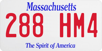 MA license plate 288HM4