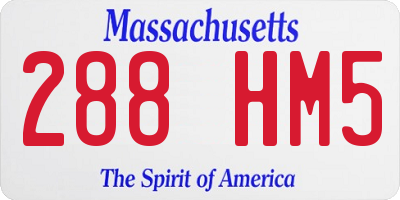 MA license plate 288HM5