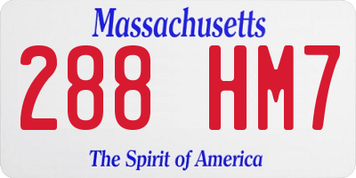 MA license plate 288HM7