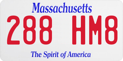 MA license plate 288HM8