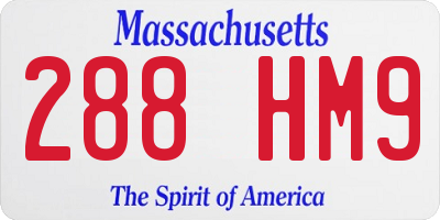 MA license plate 288HM9