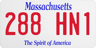 MA license plate 288HN1