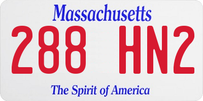 MA license plate 288HN2