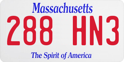 MA license plate 288HN3