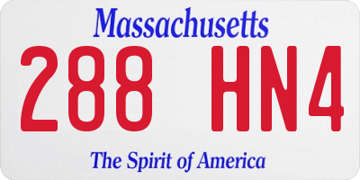 MA license plate 288HN4