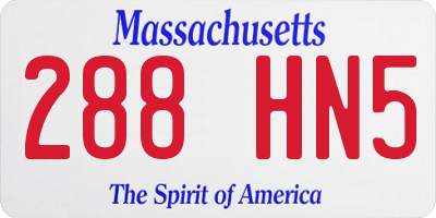 MA license plate 288HN5