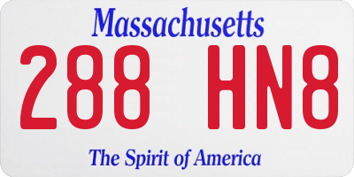 MA license plate 288HN8