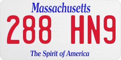 MA license plate 288HN9