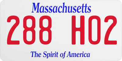 MA license plate 288HO2