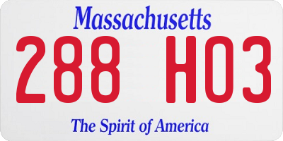 MA license plate 288HO3
