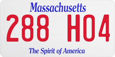 MA license plate 288HO4