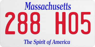 MA license plate 288HO5