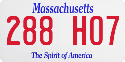 MA license plate 288HO7