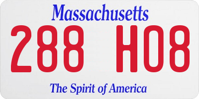 MA license plate 288HO8
