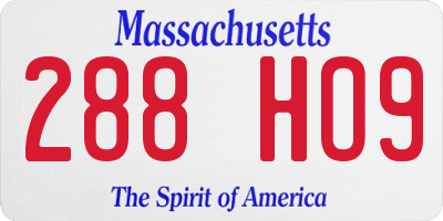 MA license plate 288HO9