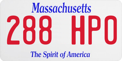 MA license plate 288HP0