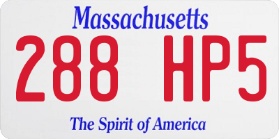 MA license plate 288HP5