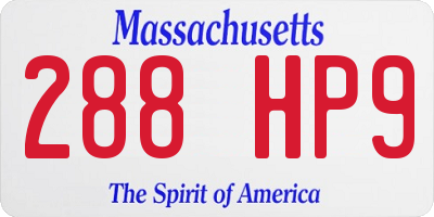 MA license plate 288HP9