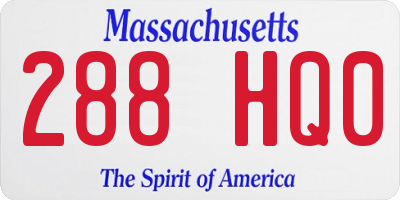 MA license plate 288HQ0