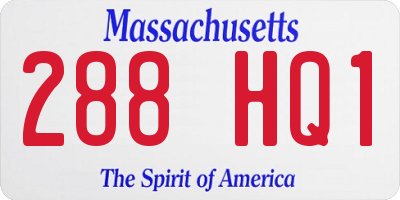MA license plate 288HQ1